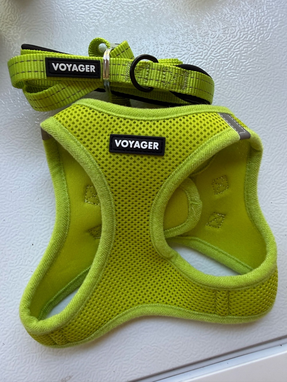 Voyager Neon Green Mesh Dog Harness with Matching Leash